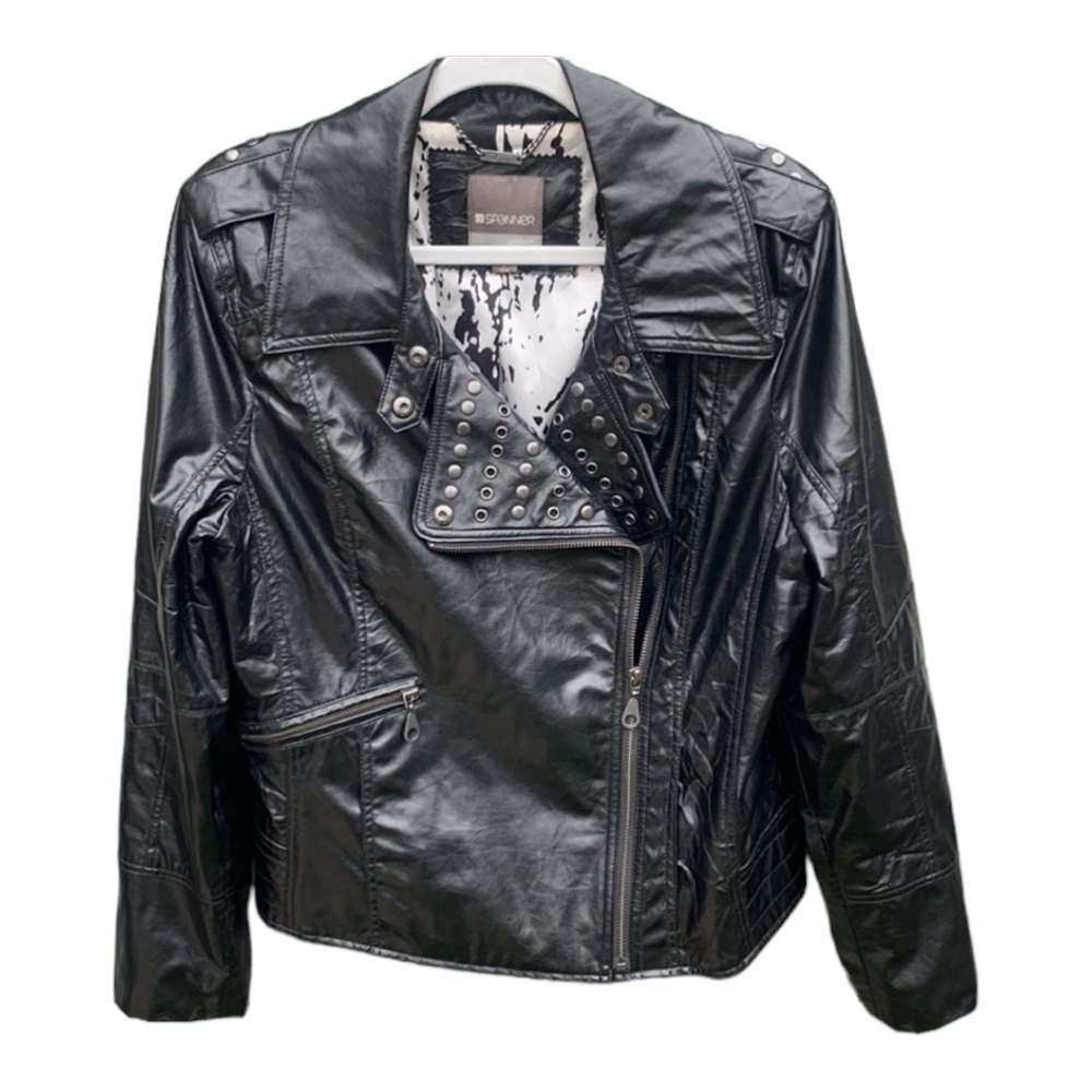 Spanner Faux Leather Moto Bikercore Studded Jacket Women’s Size XL